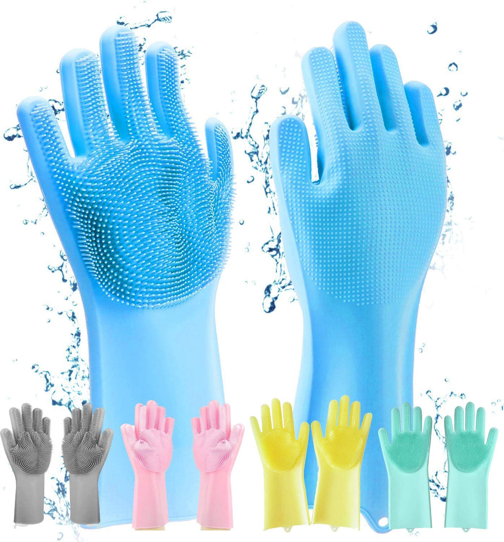 Dishwashing Gloves Silicone Rubber Waterproof – Scotch Brite Style with Steel Scrub, Long Kitchen Cleaning Gloves for Dishes and Home Use