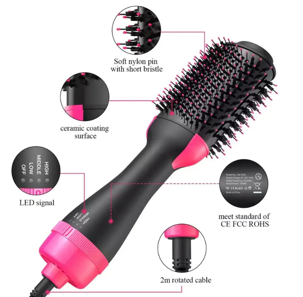One Step Hot Air Brush 4 in 1 Hair Dryer, Straightener, Curler & Volumizer