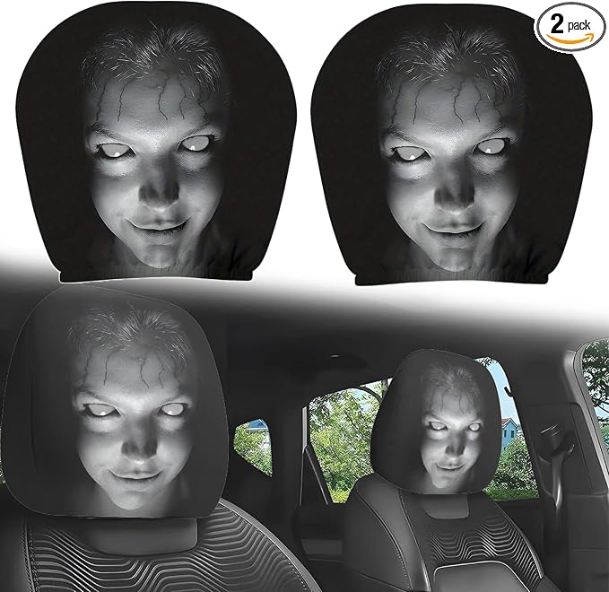 Ghost Car Headrest Cover