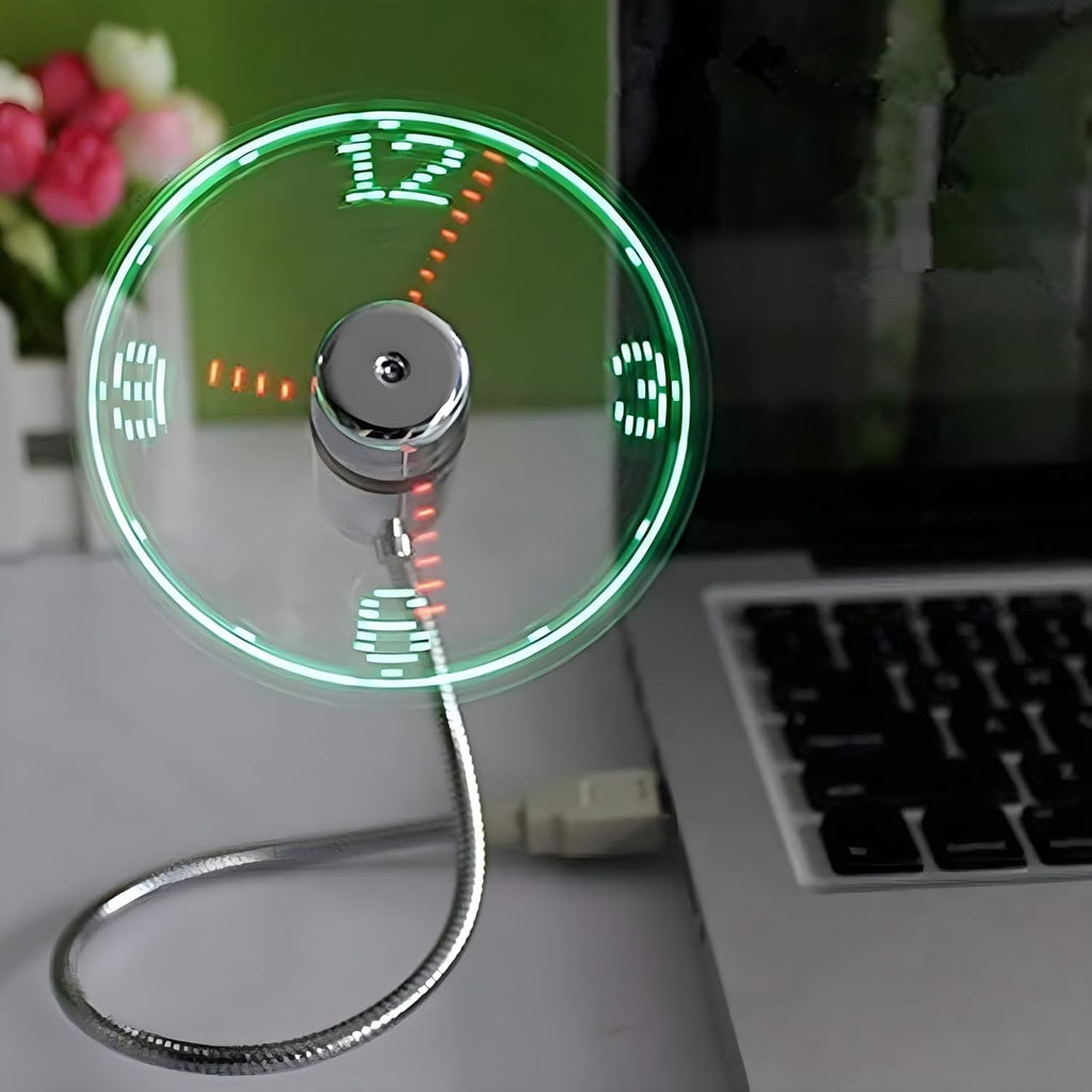 USB Gadget Mini Flexible LED Light USB Fan Time Clock Desktop Clock Cool Gadget