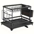 2-tier black metal dish drying rack