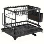2-tier black metal dish drying rack