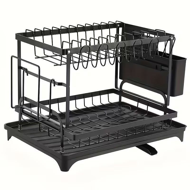 2-tier black metal dish drying rack