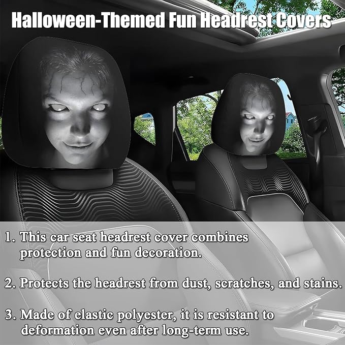 Ghost Car Headrest Cover
