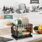 2-tier black metal dish drying rack