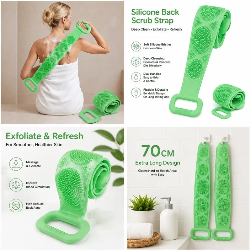 2-in-1 Silicone Back Scrubber and Bath Brush
