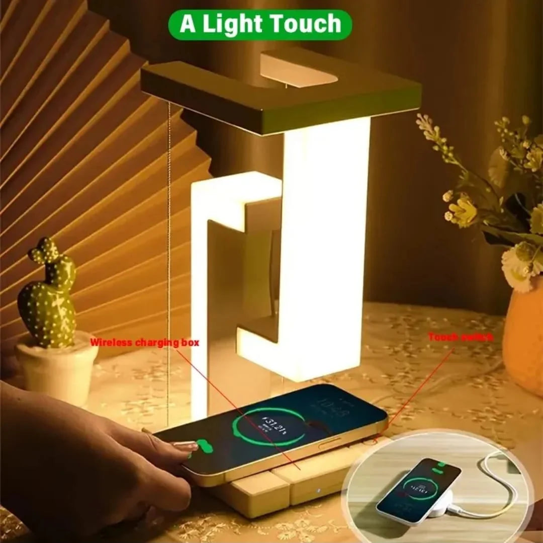 LED Floating Ambient Night Light with Wireless Charging Desk Lamp – Anti-Gravity Lamp