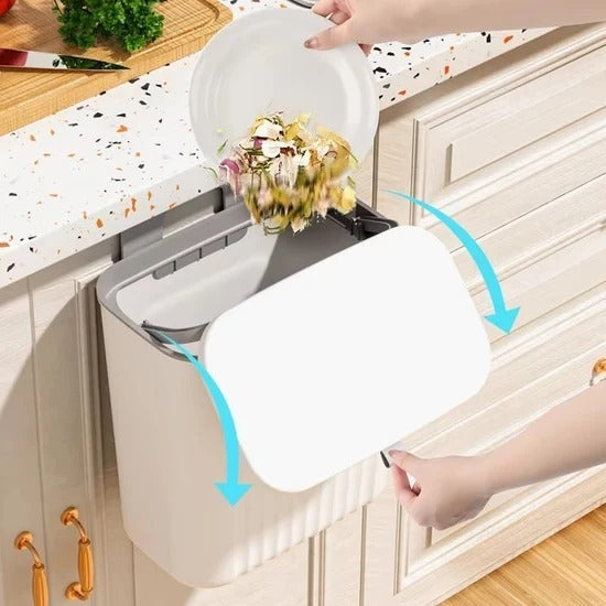 Wall Mounted Kitchen Waste Bin with Sliding & Flip-Up Lid