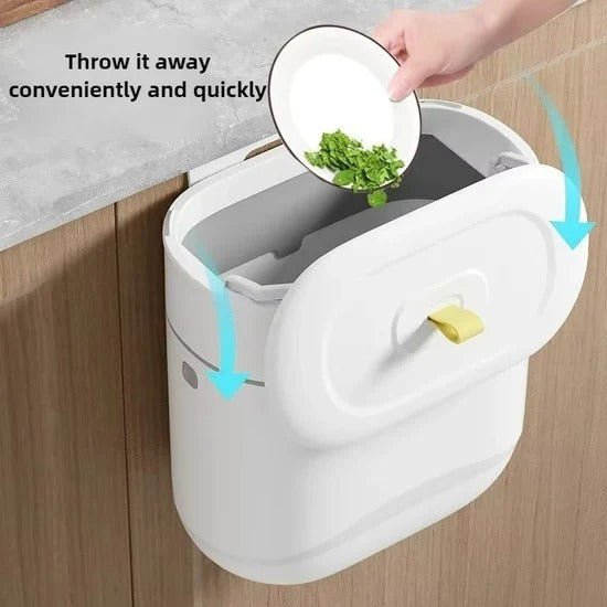 Wall Mounted Kitchen Waste Bin with Sliding & Flip-Up Lid