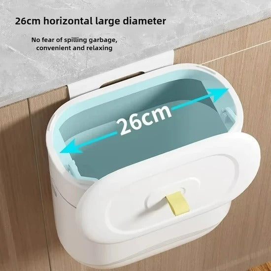 Wall Mounted Kitchen Waste Bin with Sliding & Flip-Up Lid