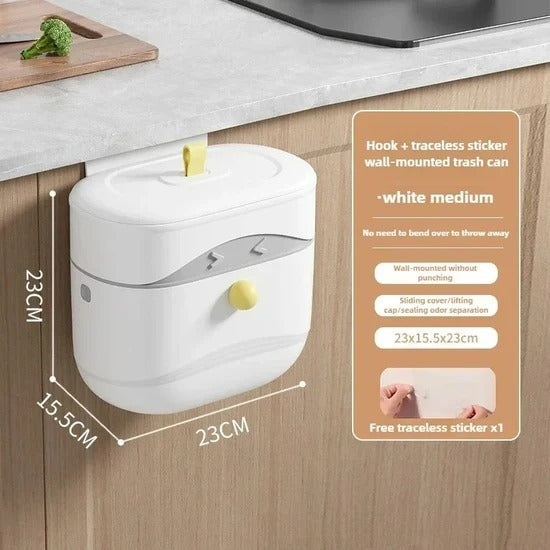 Wall Mounted Kitchen Waste Bin with Sliding & Flip-Up Lid