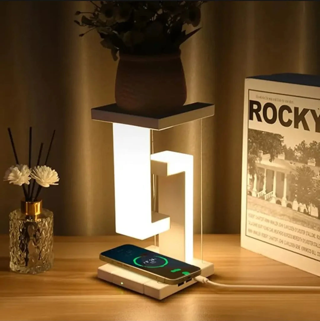 LED Floating Ambient Night Light with Wireless Charging Desk Lamp – Anti-Gravity Lamp