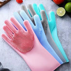 Dishwashing Gloves Silicone Rubber Waterproof – Scotch Brite Style with Steel Scrub, Long Kitchen Cleaning Gloves for Dishes and Home Use